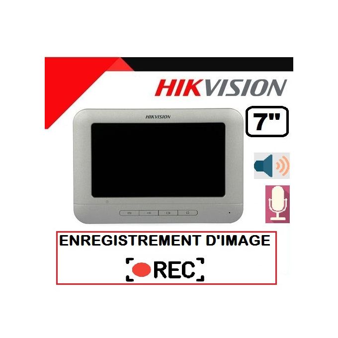 Hikvision Écran 7" pouces Coloré Pour Vidéophone avec enregistrement image 0