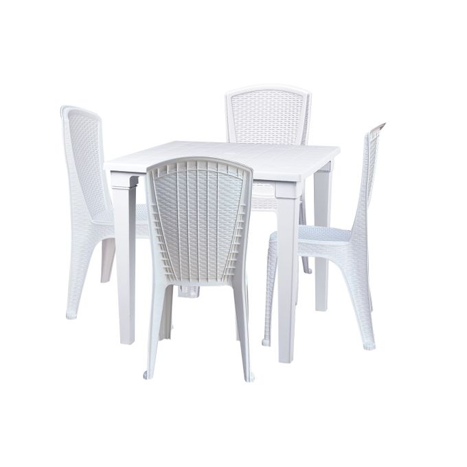 Sofpince Lot de 4 chaises + Table carre - Atlas - Blanc image 0