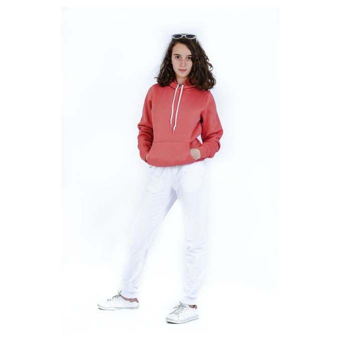 Generic Ensemble jogging - sweat à capuche Rose Bois et pantalon Blanc image 0