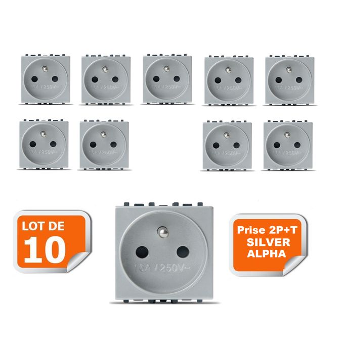 Stiel Lot de 10 Prise ALpha - 2P+T - Silver image 0