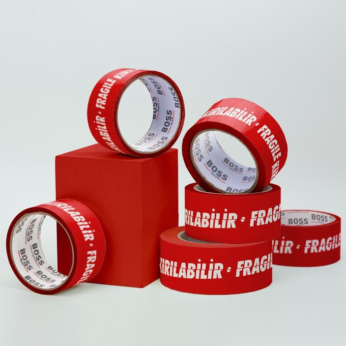 Slide  #4 BOSS TAPE Ruban adhésif d'emballage imprimée FRAGILE - 50mm x 66 mt