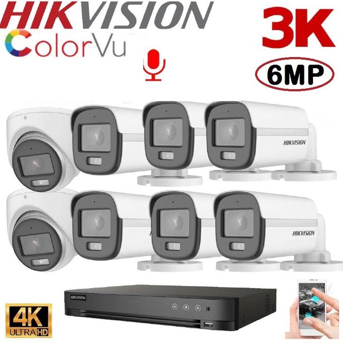 Hikvision Pack 8 Caméra Surveillance HD - 3K (6MP) + Micro + XVR 8 - 4K UP TO 8MP - color vu image 0