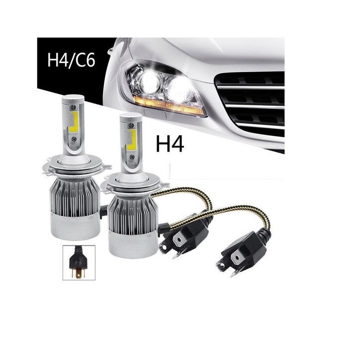 1 paire Lumières LED H4 Voiture Blanc Phare C6 8000K Faisceau haut / bas