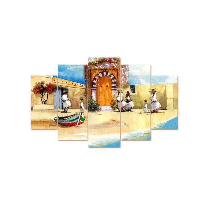 Tableau décoratif 5 pces en UN - Djerba adorable - 84 x 130 cm image 0