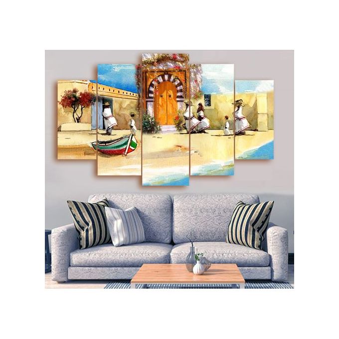 Slide  #5 Tableau décoratif 5 pces en UN - Djerba adorable - 84 x 130 cm