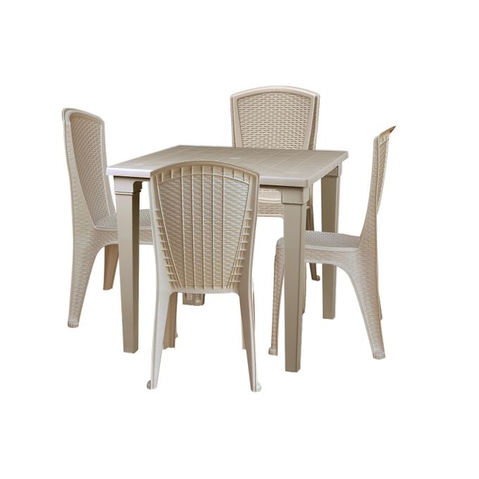 Sofpince Lot de 4 chaises + Table carre - Atlas - Grége image 0