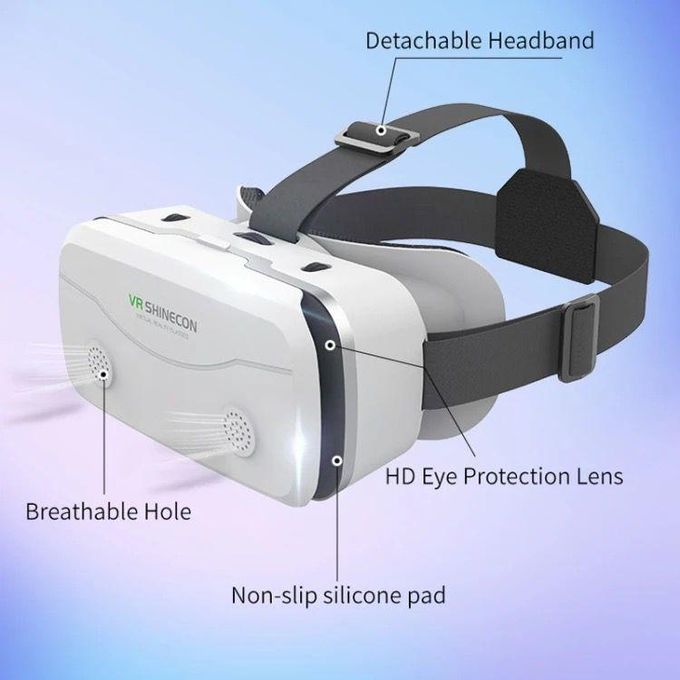 Slide  #1 VR SHINECON casque de Jeux VR mobile G15 blanc de haute qualité - lunettes VR 3D réalité virtuelle - lunettes VR grand angle visibles