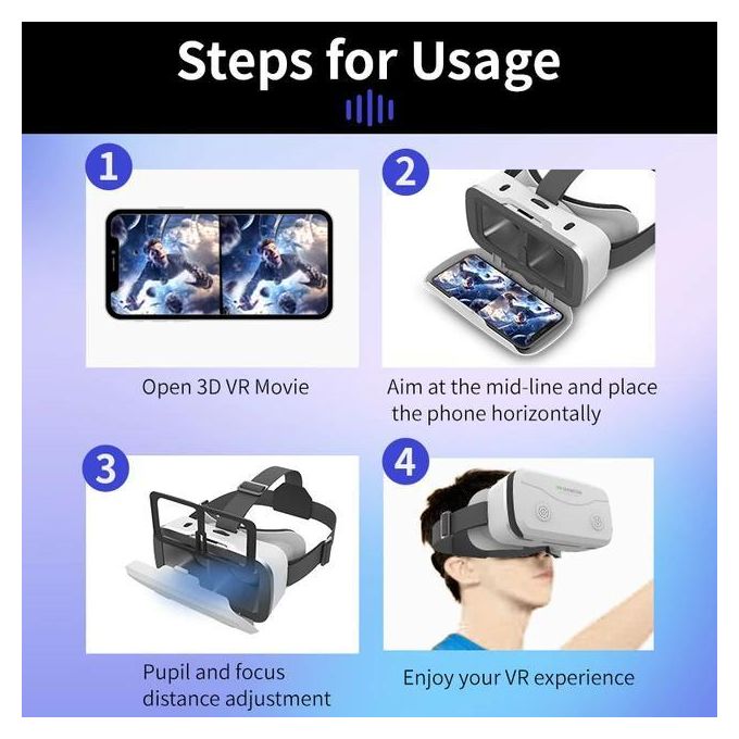Slide  #3 VR SHINECON casque de Jeux VR mobile G15 blanc de haute qualité - lunettes VR 3D réalité virtuelle - lunettes VR grand angle visibles