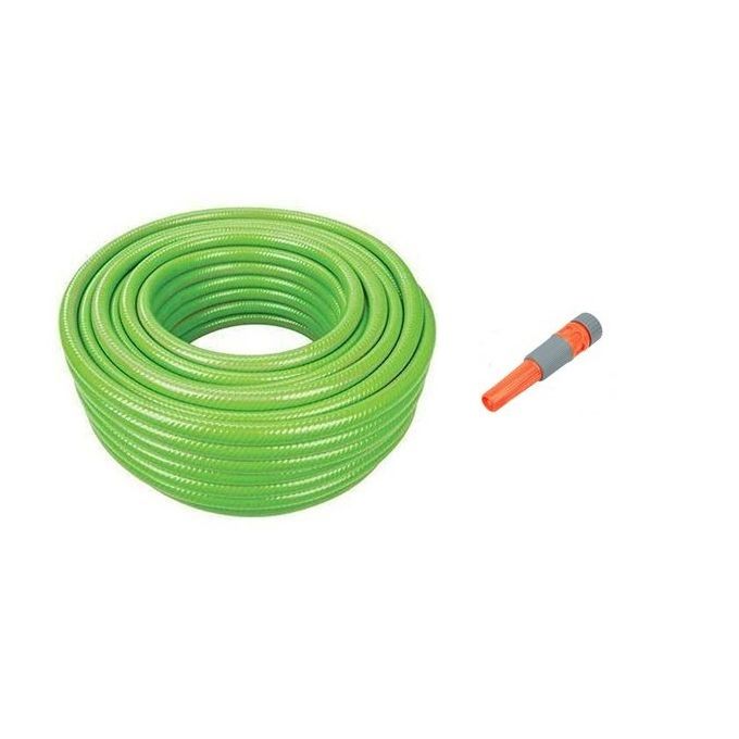 Kit tuyau d'arrosage complet vert - 25 M - diam 16mm + Support tuyau vert