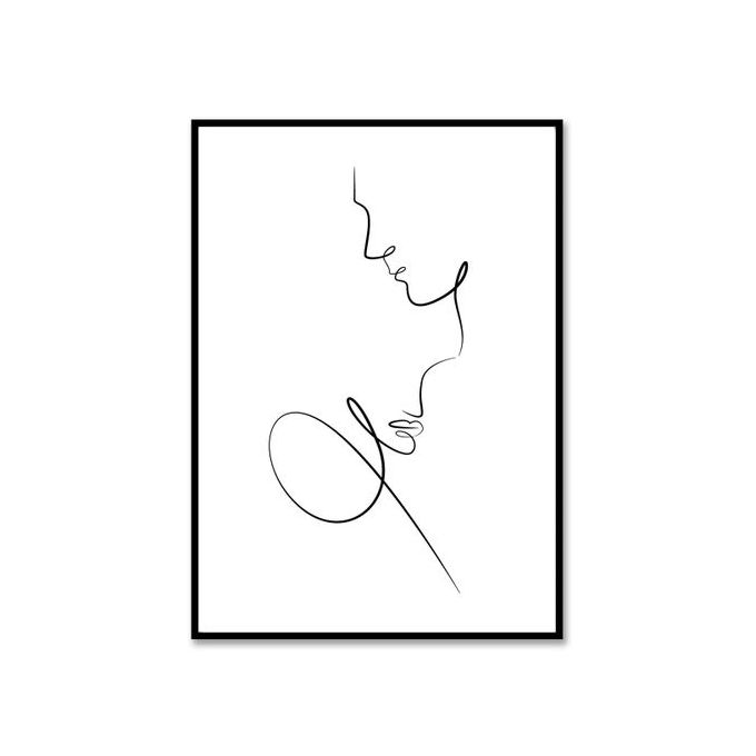 Minimal Line ART Tableau décoratif , line art , model Deux Visages - Euphoria Home image 0