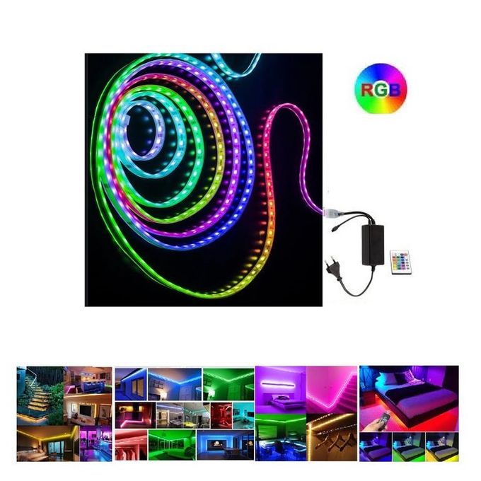 Fm Rouleau ruban led Rgb - 10m - Avec transfo et commande à prix