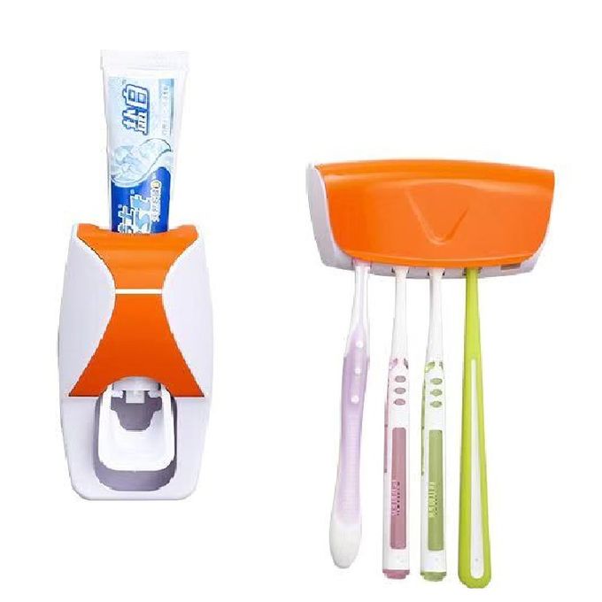 EZONEDEAL Distributeur automatique de dentifrice avec ensemble de 5  porte-brosse à dents