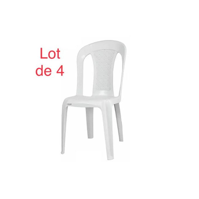 Lot de 4 Chaises - Plastiques - Mosaïque - Blanc image 0