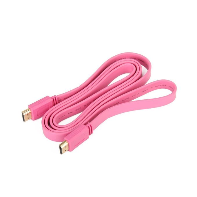 Câble HDMI Mâle Vers HDMI Mâle 3Mètres Plat HDTV - RT-BP522 - Rose image 0