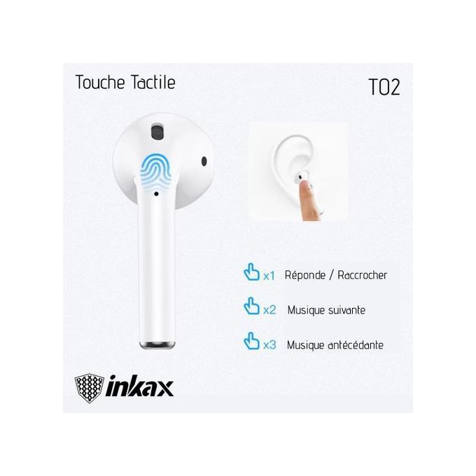 Slide  #1 Inkax Ecouteurs Sans fil T02 - Bluetooth