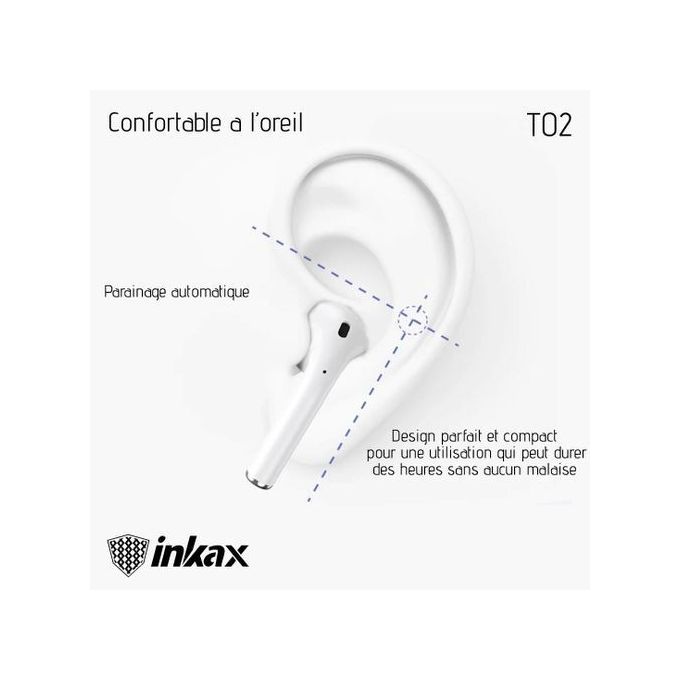 Slide  #2 Inkax Ecouteurs Sans fil T02 - Bluetooth