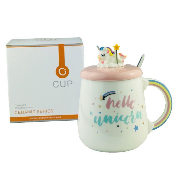 Mug Licorne Mignonne tasse de café en céramique avec une belle cuillère de  licorne, Coupe du matin Café de nouveauté thé Lait Tasse de noël Cadeau