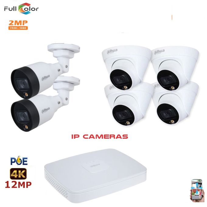 Dahua Pack 6 Caméra Surveillance IP POE - 2MP + NVR 8 - 4K UP TO 12MP - Color vu - full color image 0