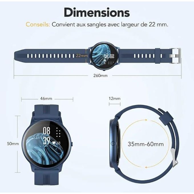 Generic Montre connectée 7 pour hommes et femmes, étanche, pour