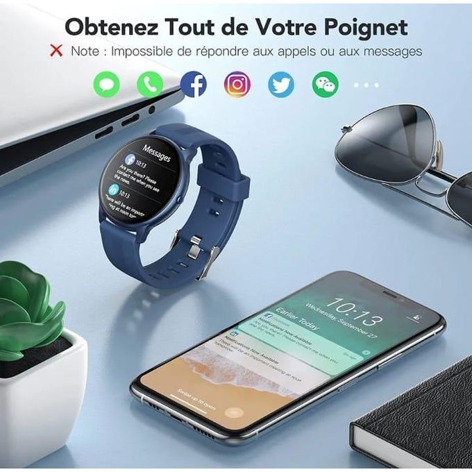 Slide  #2 Generic AGPTEK Smartwatch Homme, Montre Connectée Bluetooth 5.0 Sport Etanche IP68 Bracelet Intelligent Fitness Tracker avec Fréquence Cardiaque Podomètre Contrôle de la Musique pour iOS et Android-Bleu