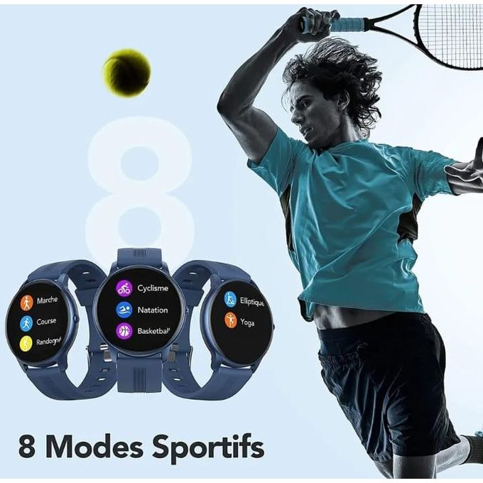 Slide  #3 Generic AGPTEK Smartwatch Homme, Montre Connectée Bluetooth 5.0 Sport Etanche IP68 Bracelet Intelligent Fitness Tracker avec Fréquence Cardiaque Podomètre Contrôle de la Musique pour iOS et Android-Bleu
