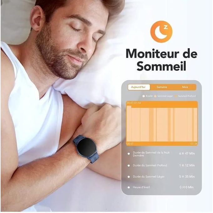 Slide  #6 Generic AGPTEK Smartwatch Homme, Montre Connectée Bluetooth 5.0 Sport Etanche IP68 Bracelet Intelligent Fitness Tracker avec Fréquence Cardiaque Podomètre Contrôle de la Musique pour iOS et Android-Bleu