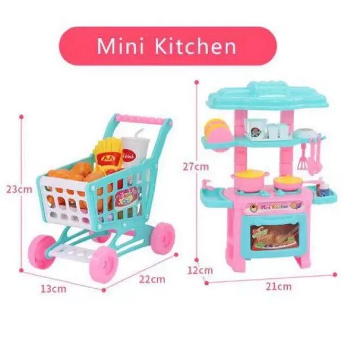 Slide  #1 Zizou land Mini Cuisine + Chariot - 72 Piéces - Hello Kitty
