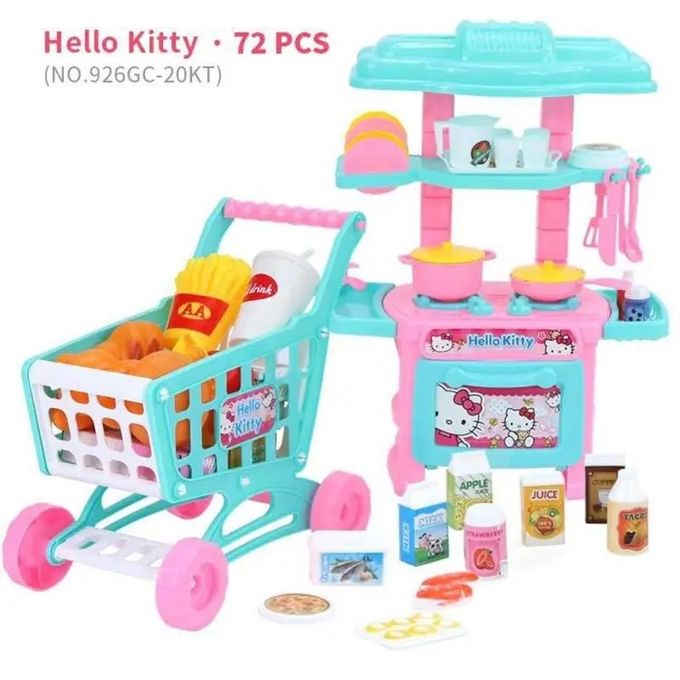 Slide  #2 Zizou land Mini Cuisine + Chariot - 72 Piéces - Hello Kitty