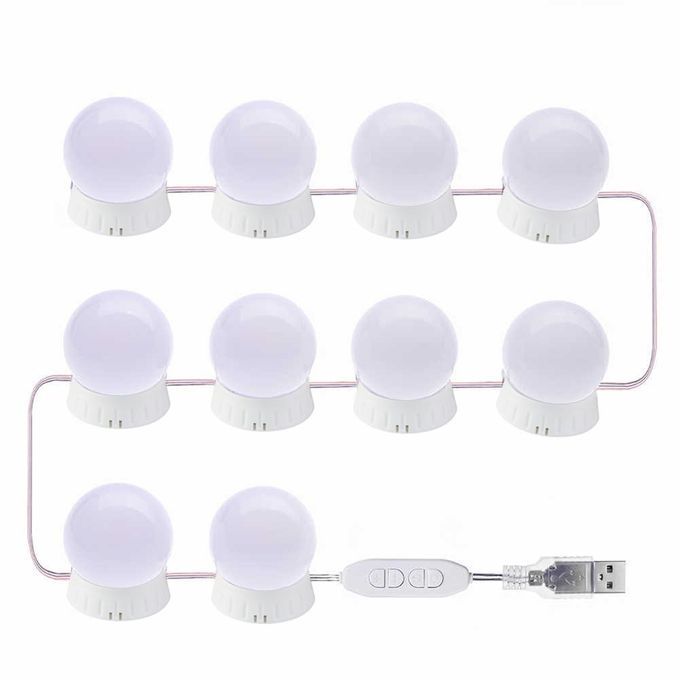 Generic Kit De Lumière LED Avec 10 Ampoules à Intensité Variable Pour  Miroir Coiffeuse Hollywood -Blanc - Prix pas cher