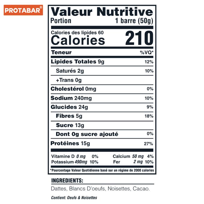 12 Barres Protéinées Naturelles 15gr PROTABAR