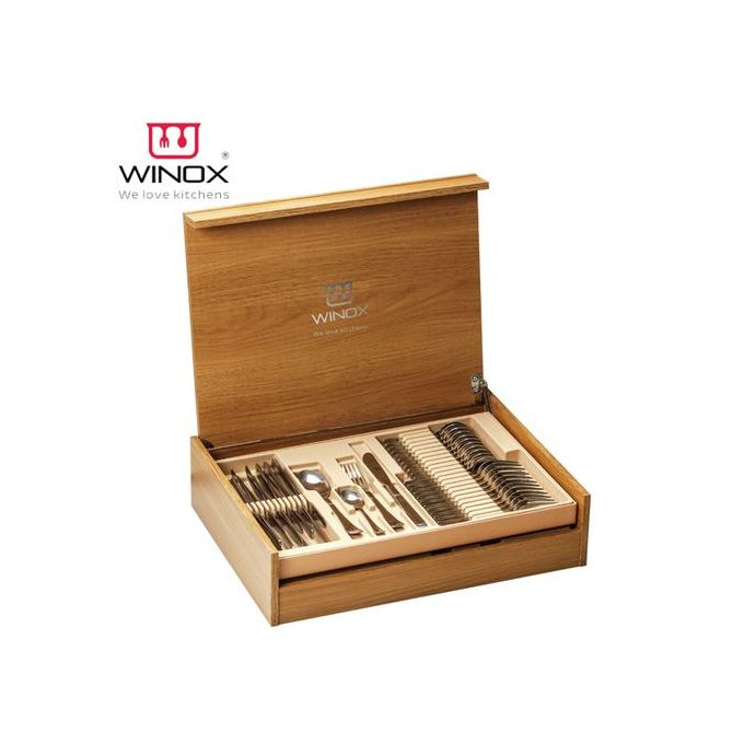 COFFRET EN BOIS DE 75 COUVERTS DE TABLE