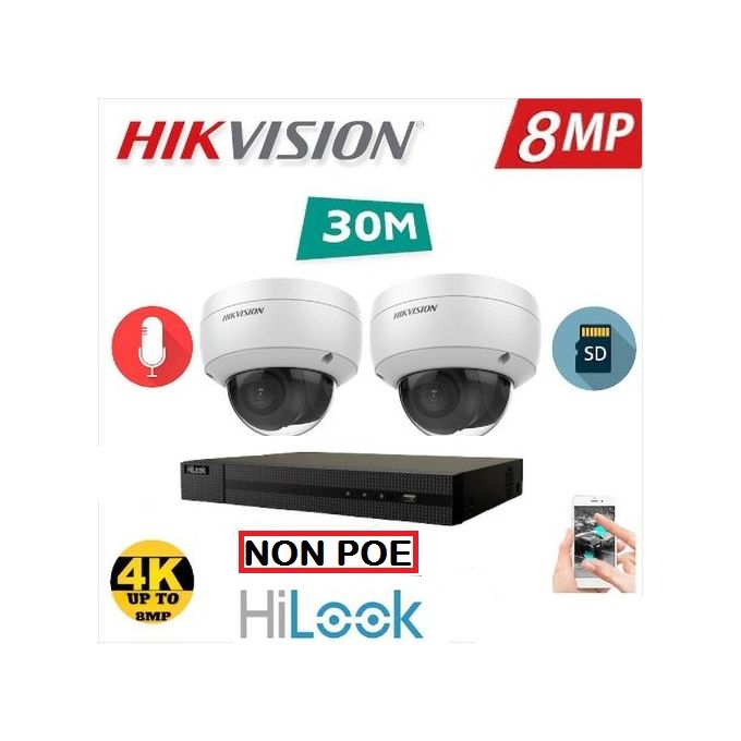 Hikvision Pack 2 Caméra surveillance IP POE - 8MP - 30M + Micro + NVR 4 - 4K UP TO 8MP - NON POE image 0
