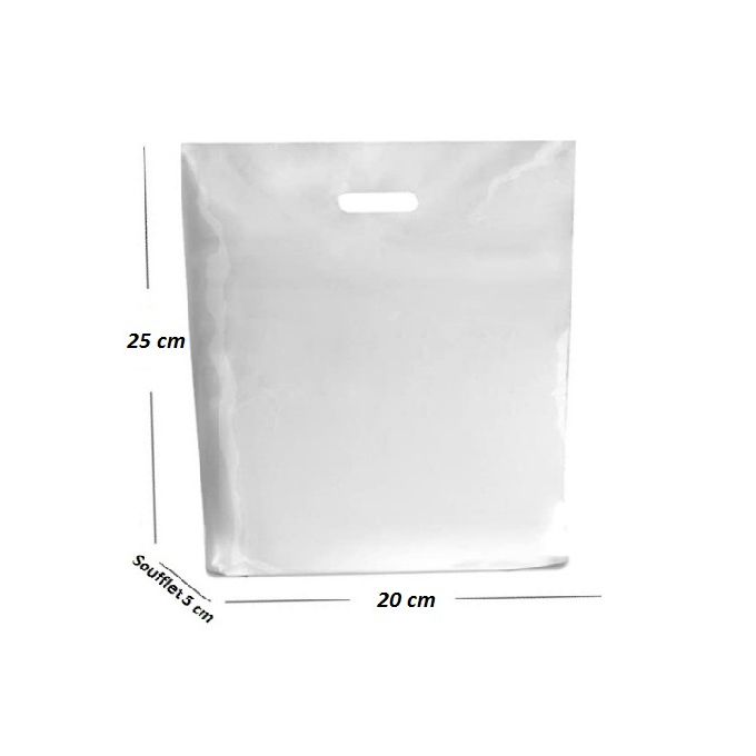 100 Sac boutique 20x25cm Blanc & Elégant  (colis/carton/plastique/scotch/fragile)