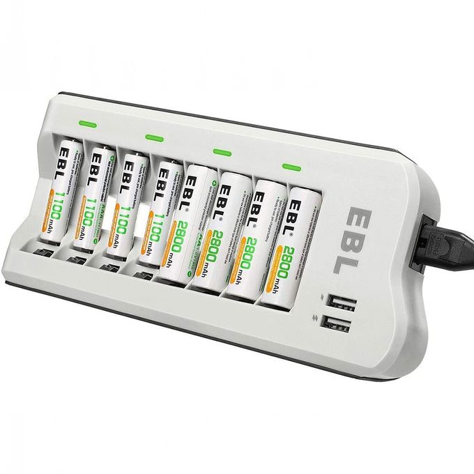 Ebl Chargeur avec 4 Piles AA 2800mAh + 4Piles AAA 1100 mAh à prix pas cher