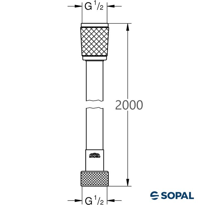 Sopal  Flexible de douche argent anti-torsion 2M