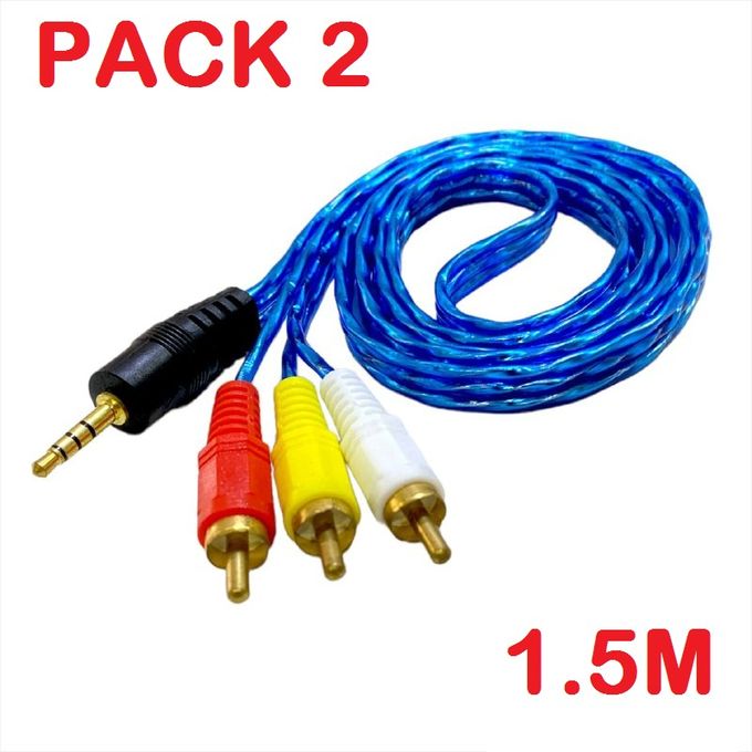 Sans Marque Pack 2 Câble JACK vers 3 RCA - Audio&vidéo - 1.5 mètres à prix  pas cher