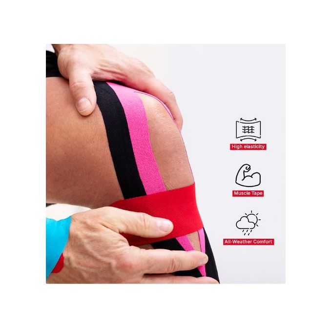 Slide  #2 Generic Bande anti-douleur et l'inflammation Kinesiology Tape 5mx5cm- Pack de 3