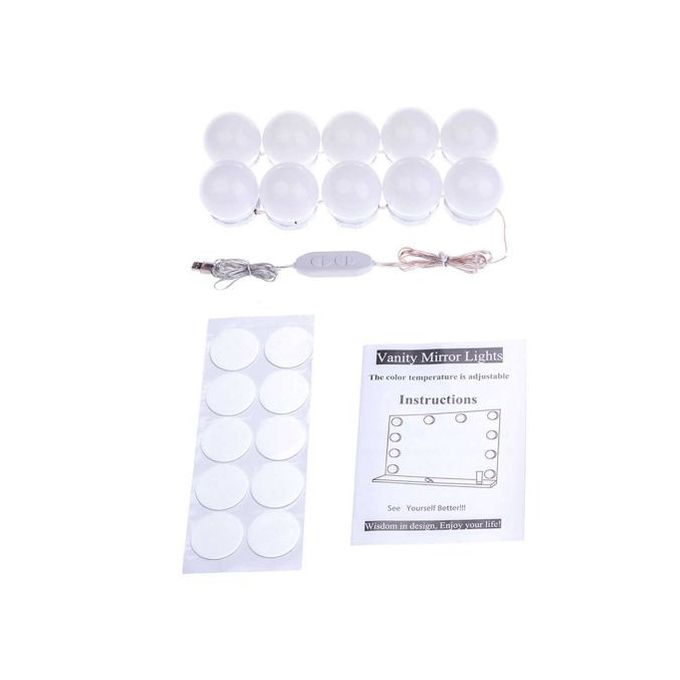 Sans Marque Kit 14 Ampoules Autocollants de Coiffeuse - LED - 4 mètres à  prix pas cher