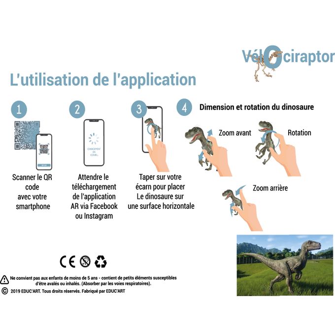 Slide  #1 EDUC'ART Dinosaure de Tataouine - Puzzle 3D Bois