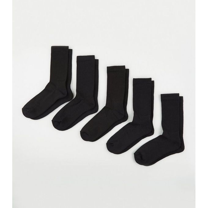 Chaussette unie coton semelle en bouclette Noir