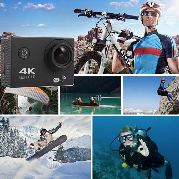 Mini Caméra d'Action Sports 4K 1080P/30FPS WiFi 2.0 Pouces 170D, Étanche,  Sous-Marine, Statique