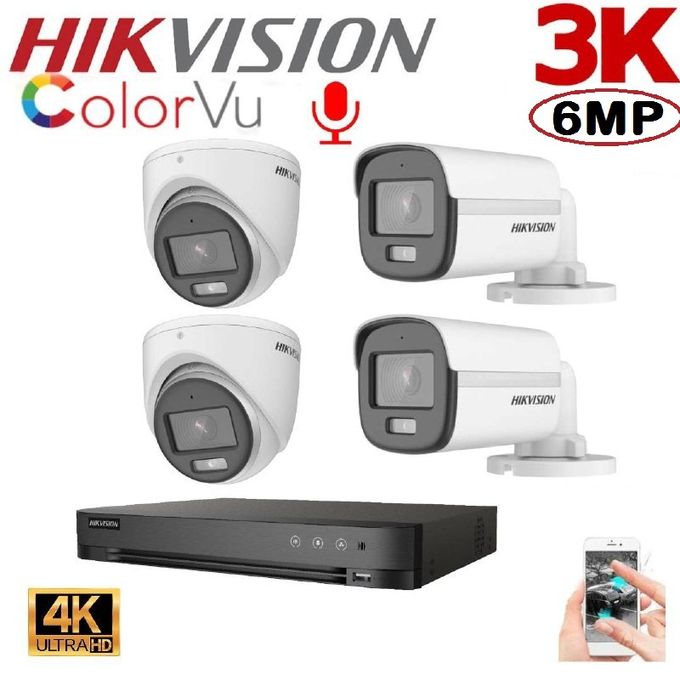 Hikvision Pack 4 Caméra Surveillance HD - 3K (6MP) + Micro + XVR 4 - 4K UP TO 8MP - color vu image 0