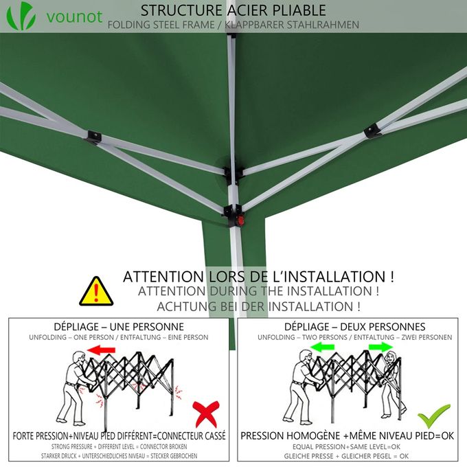Slide  #6 Generic Tonnelle pliante - Tente Parasol - Avec sac de transport - 3x3m - Vert