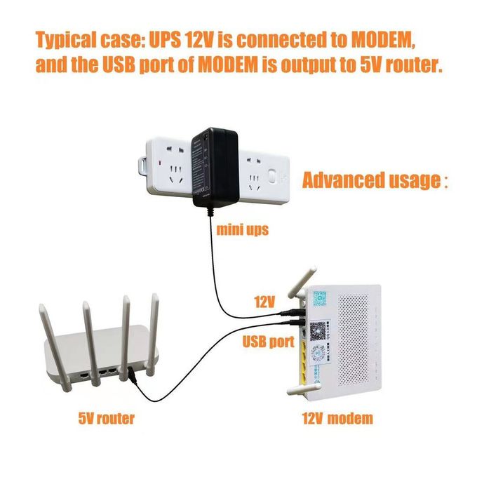 Slide  #1 UPS Adaptateur d'alimentation de secours Rechargeable 4000mAh 5V,9V,12V Port 5,5 x 2,1mm pour Routeur WiFi,Caméra