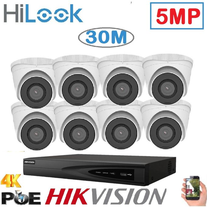 Hilook By Hikvision Pack 8 Caméra surveillance IP POE - 5MP - 30M + NVR 8 - 4K UP TO 8MP image 0