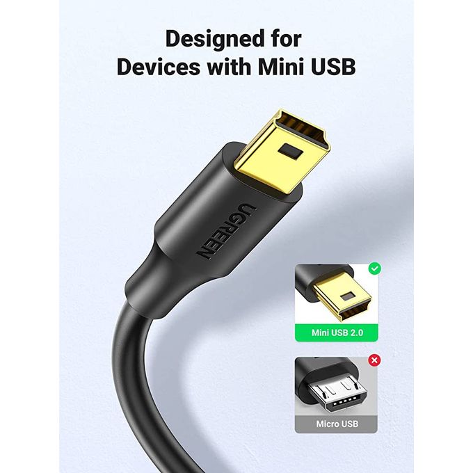 Ugreen Câble Mini USB USB 2.0 Type A Mâle vers Mini B 5 Broches Chargement  de Données à prix pas cher