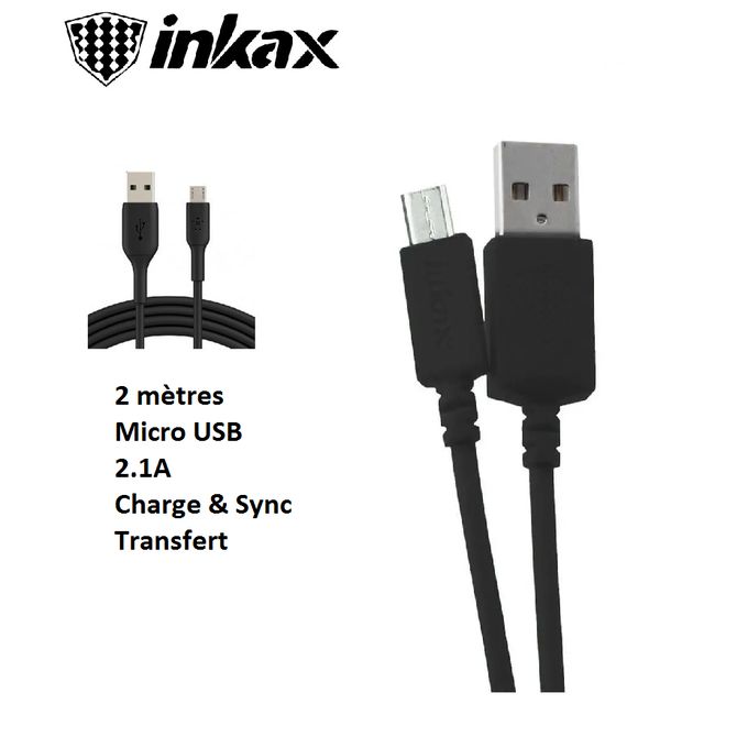 2 Câbles Chargeur Micro USB - 1M - Noir - Cdiscount Informatique