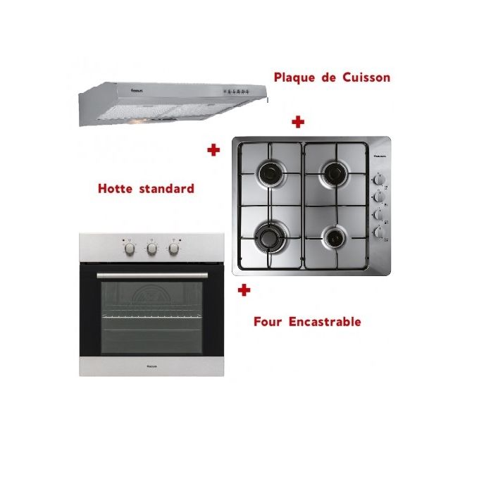 Pack Inox Plaque + Hotte curved Auxstar - Promodeal