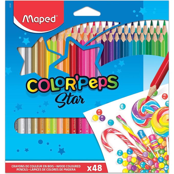 Maped Etui carton de 48 Crayons de couleurs color peps star à prix pas cher