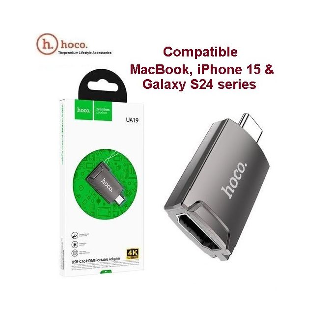 Hoco Adaptateur USB-C Vers HDMI (4K 30Hz) - Compatible MacBook, iPhone 15 & Galaxy S24 series image 0